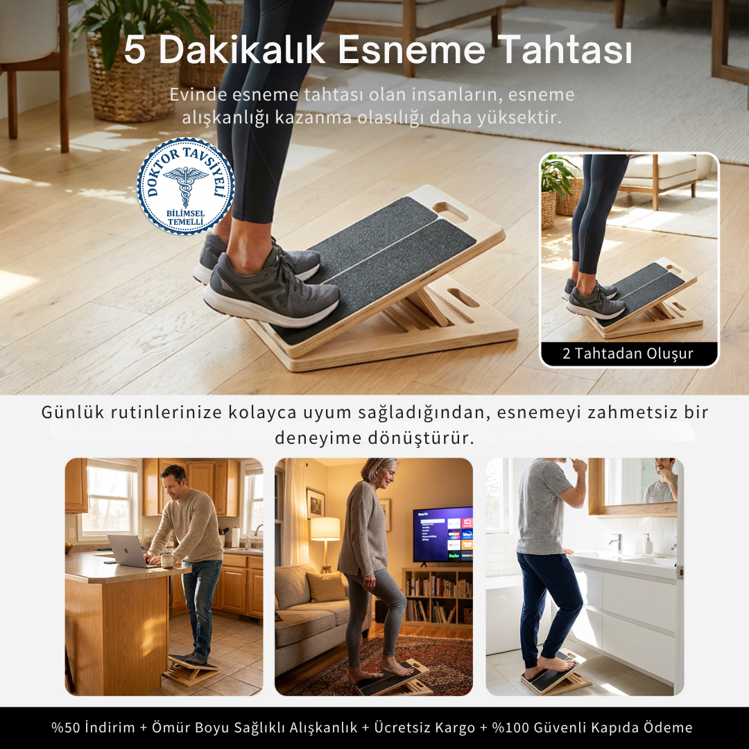Postürist™ Premium Ayarlanabilir Ahşap Esneme Tahtası